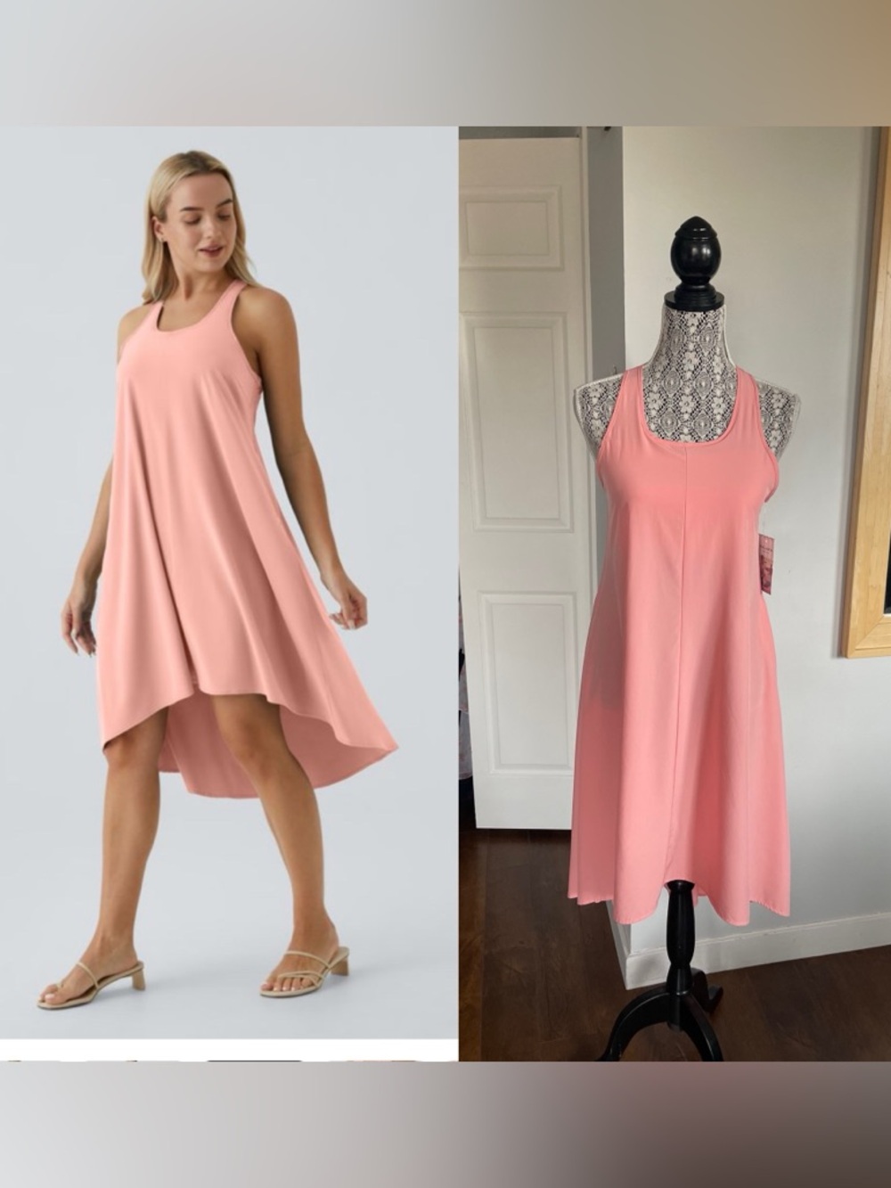 NWT Halara Midi Dress With Built In Sports Bra. Coral Pink. XS. A-C Cups.